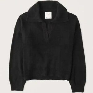 Abercrombie & Fitch Notchneck Polo Sweater - Black